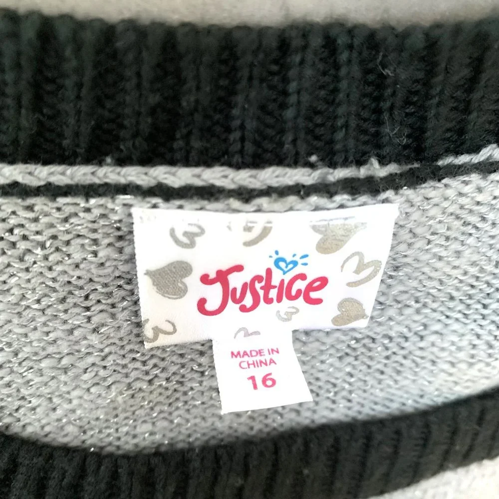 Justice Girls Polka Dot Sequin Knit Sweater